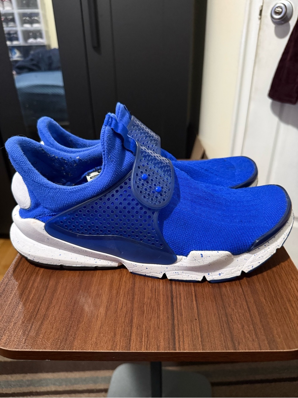 Nike Royal Blue Slip-On Knit Sneakers with White Speckled Sole